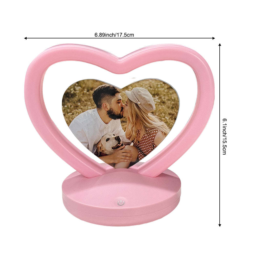 Veilleuse Photo Personnalisée, Lampe En Forme De Cœur, Cadeaux Romantiques Pour La Saint-valentin - maplunelampefr