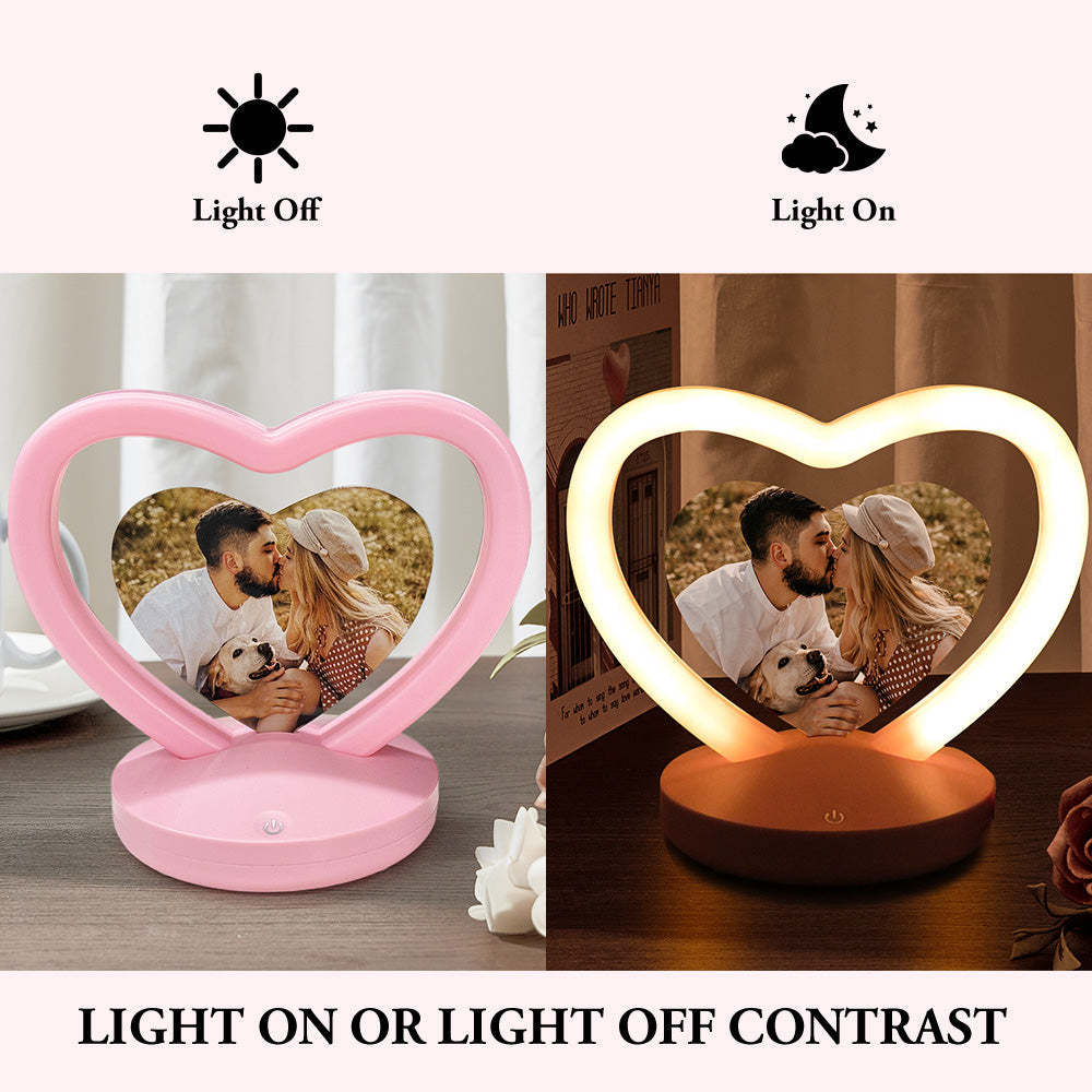 Veilleuse Photo Personnalisée, Lampe En Forme De Cœur, Cadeaux Romantiques Pour La Saint-valentin - maplunelampefr