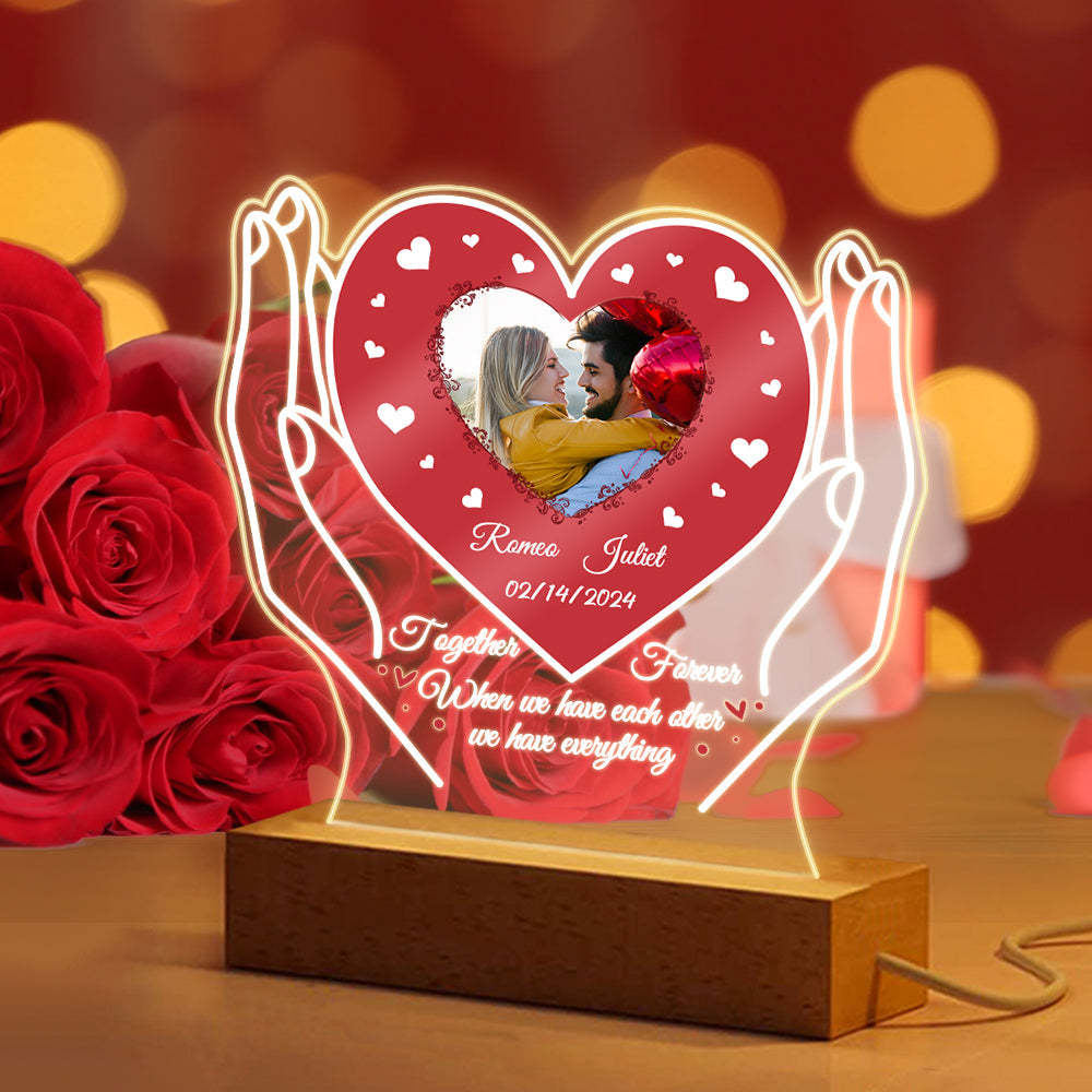 Veilleuse Acrylique Personnalisée Avec Photo Personnalisée, Cadeaux De Saint-valentin Pour Les Amoureux - maplunelampefr