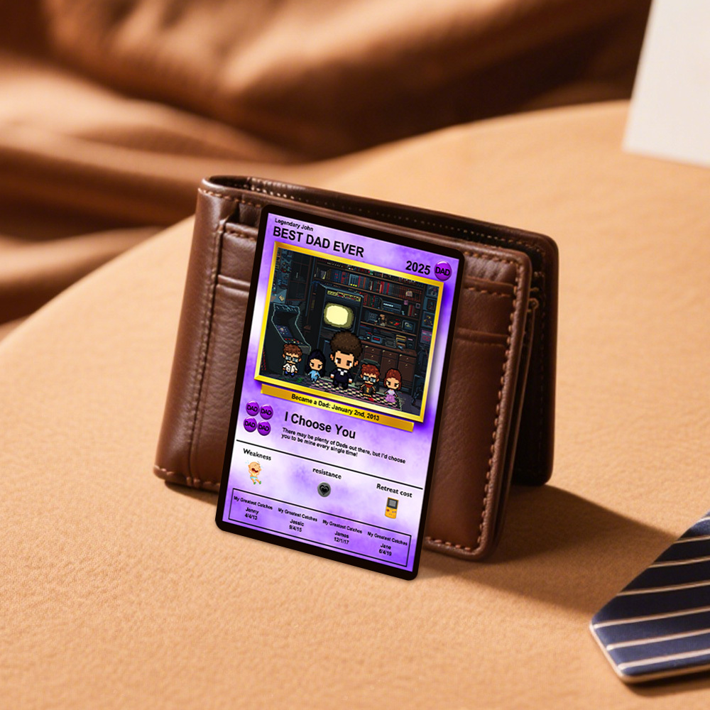 Carte Poke Fête Des Pères, Carte Poke Personnalisée, Cadeau Fête Des Pères Pour Un Amateur De Poke, Cartes Métalliques Pour Créer Un Souvenir Inoubliable - MapLunelampeFr