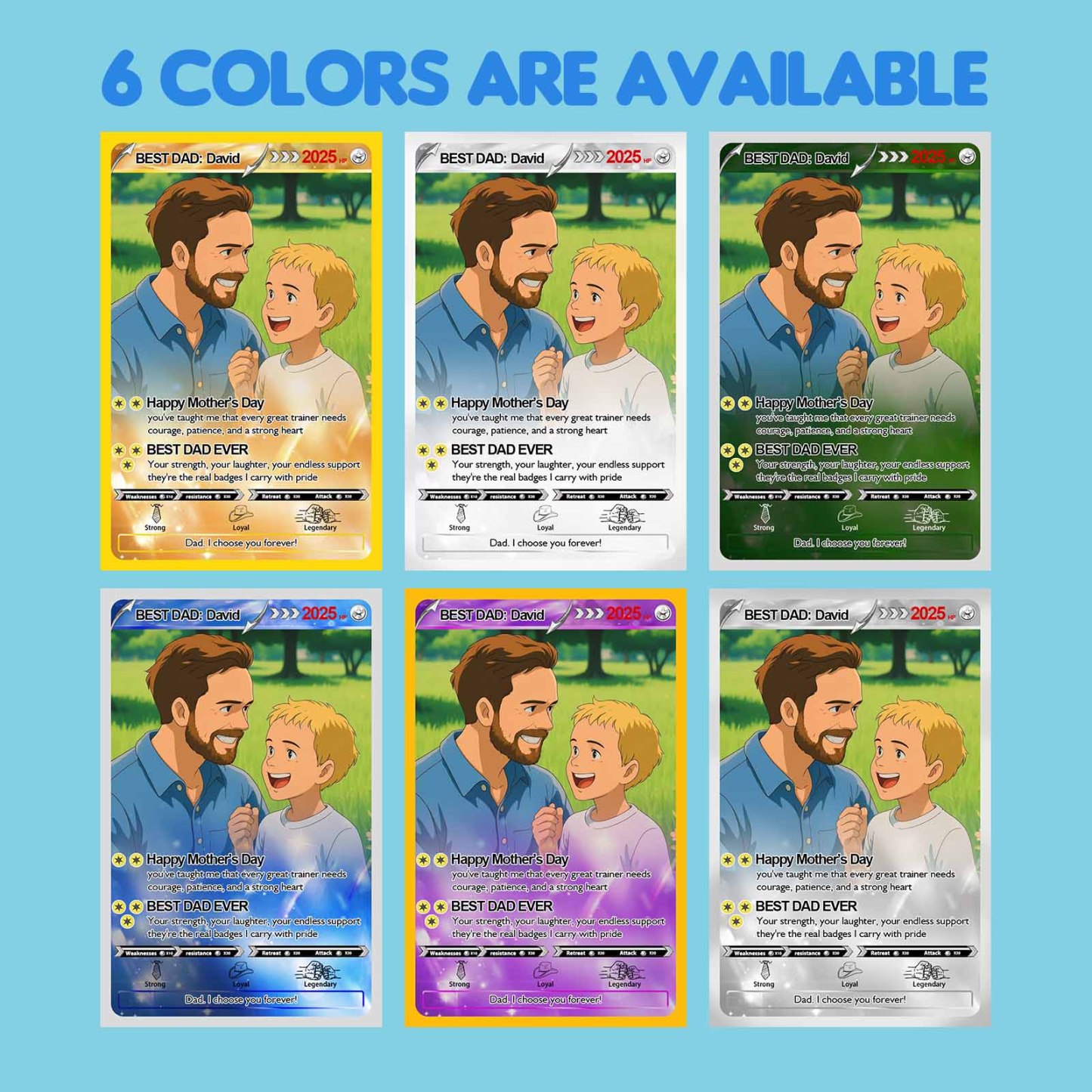Carte Pokémon Personnalisée Pour La Fête Des Pères, Cartes Photo Pokémon Personnalisées, Cadeaux Pour Papa Joueur, Cadeau Pour La Fête Des Pères, Carte De Dresseur Pokémon Personnalisée - MapLunelampeFr