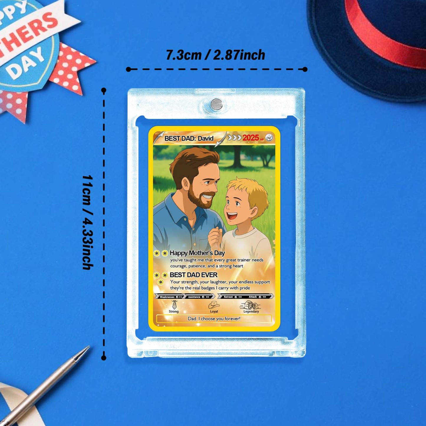 Carte Pokémon Personnalisée Pour La Fête Des Pères, Cartes Photo Pokémon Personnalisées, Cadeaux Pour Papa Joueur, Cadeau Pour La Fête Des Pères, Carte De Dresseur Pokémon Personnalisée - MapLunelampeFr