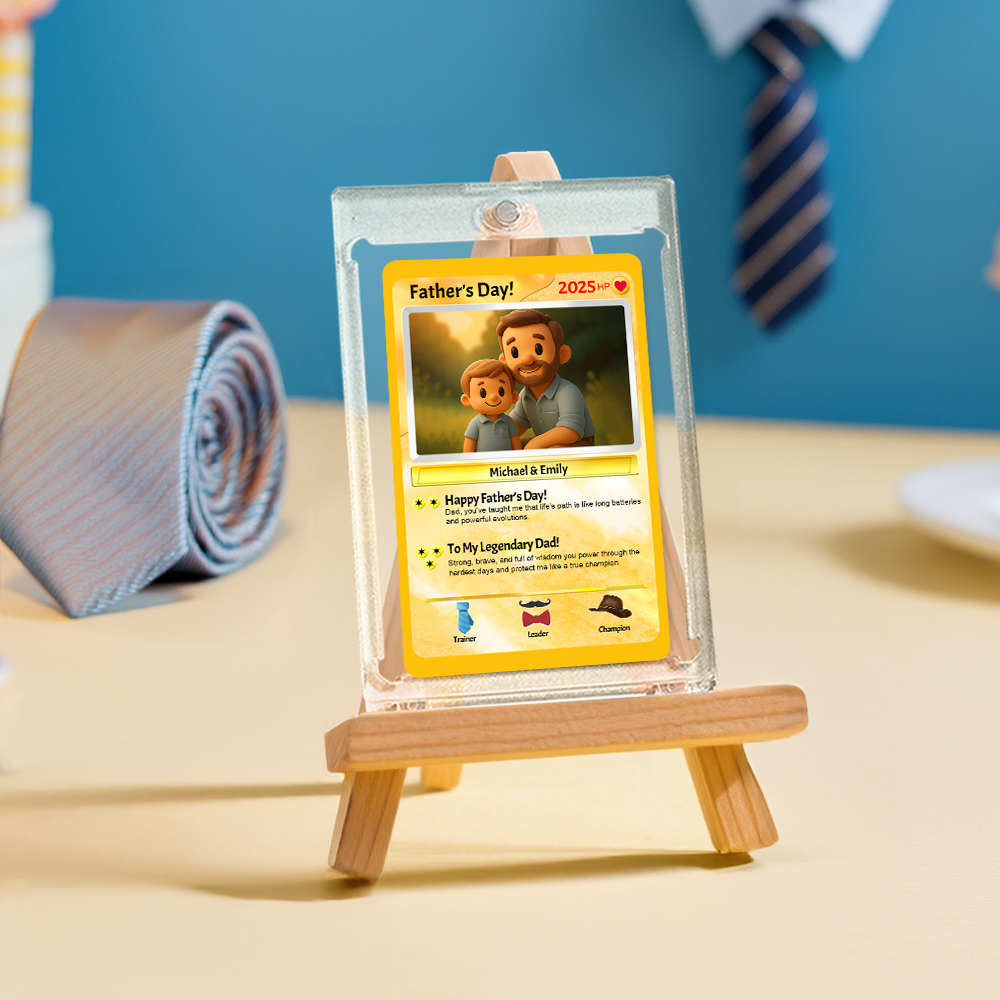 Carte Pokémon Personnalisée, Carte À Cravate Pour La Fête Des Pères, Texte Et Photo Personnalisés, Cadeau Pour Papa - MapLunelampeFr