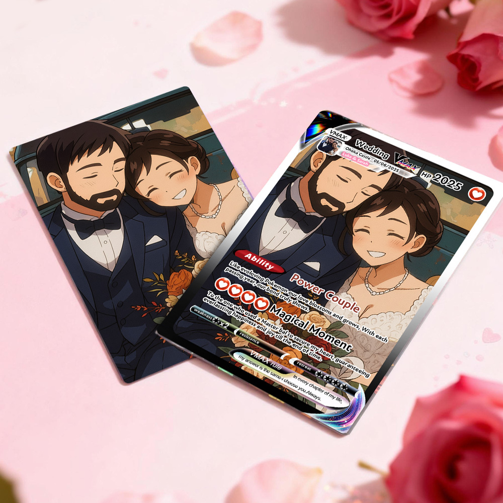 Carte De Couple Anime Personnalisée, Cadeau Romantique De Saint-valentin Pour Couple, Souvenir De Collection Unique, Cadeau De Mariage - MapLunelampeFr