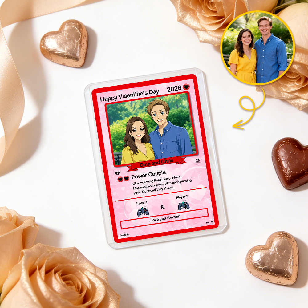 Carte De Saint-valentin Personnalisée Pour Couple, Carte D'anniversaire Personnalisée Avec Photo De Couple Style Anime, Cadeau Idéal Pour La Saint-valentin. - MapLunelampeFr