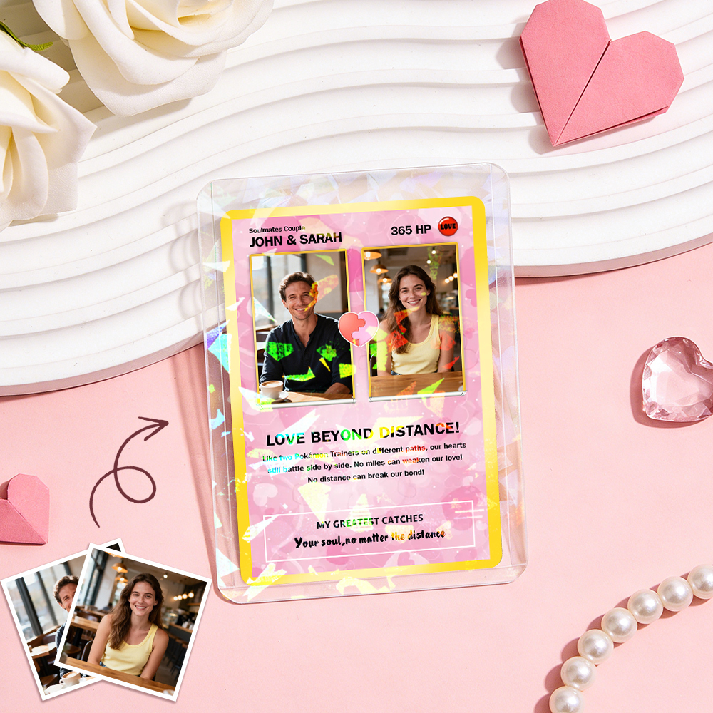 Carte Personnalisée Avec Photo Et Texte Pour Couples - Souvenir D'anniversaire - Cadeau « l'amour Au-delà De La Distance » - MapLunelampeFr