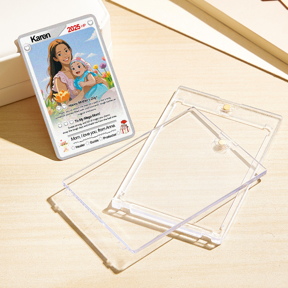 Carte Personnalisée Pour La Fête Des Mères Avec Photo Et Fleurs, Texte Personnalisé Transformé En Portrait Animé, Cadeau Pour Maman - MapLunelampeFr