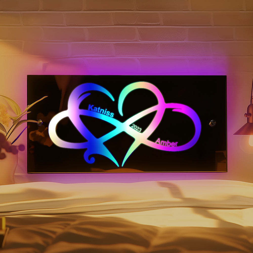 Nom Personnalis¨¦ Infinity Love Mirror Light Cadeau De Couple - maplunelampefr
