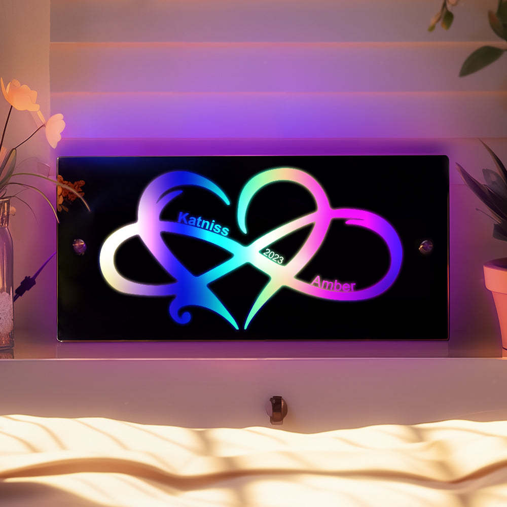 Nom Personnalis¨¦ Infinity Love Mirror Light Cadeau De Couple - maplunelampefr
