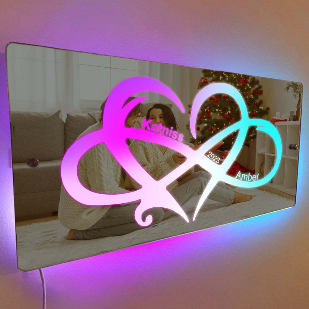 Nom Personnalis¨¦ Infinity Love Mirror Light Cadeau De Couple - maplunelampefr