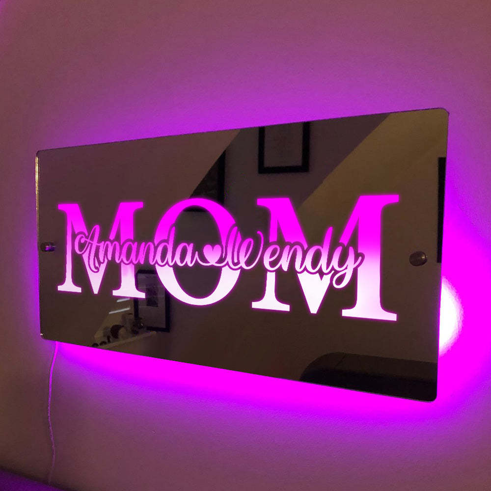 Lumière De Miroir Personnalisée Avec Nom, Cadeau Commémoratif Pour La Fête Des Mères - maplunelampefr