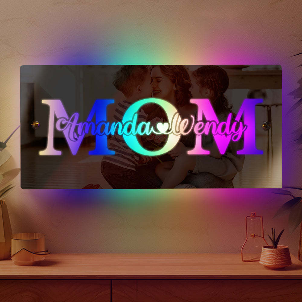 Lumière De Miroir Personnalisée Avec Nom, Cadeau Commémoratif Pour La Fête Des Mères - maplunelampefr