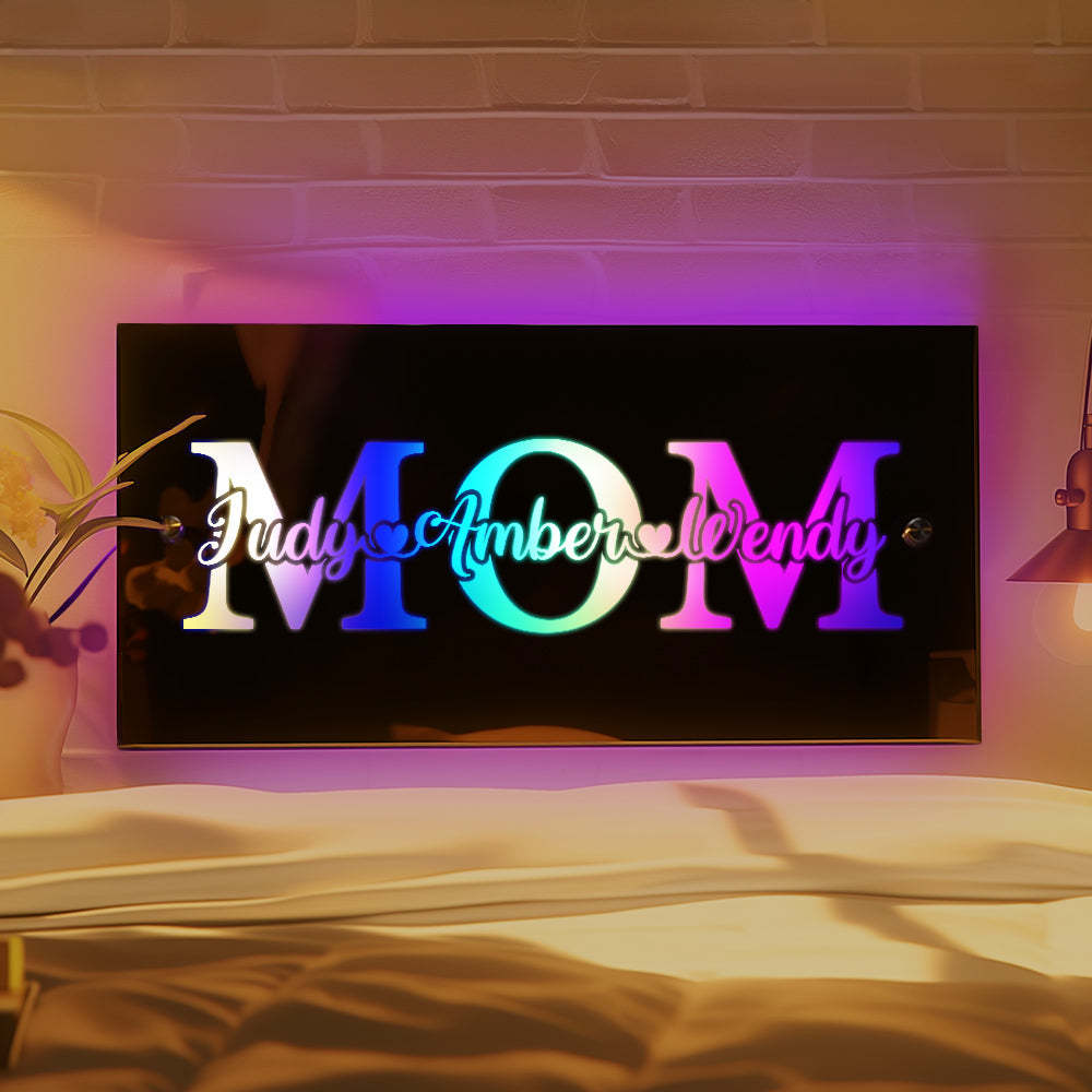 Lumière De Miroir Personnalisée Avec Nom, Cadeau Commémoratif Pour La Fête Des Mères - maplunelampefr