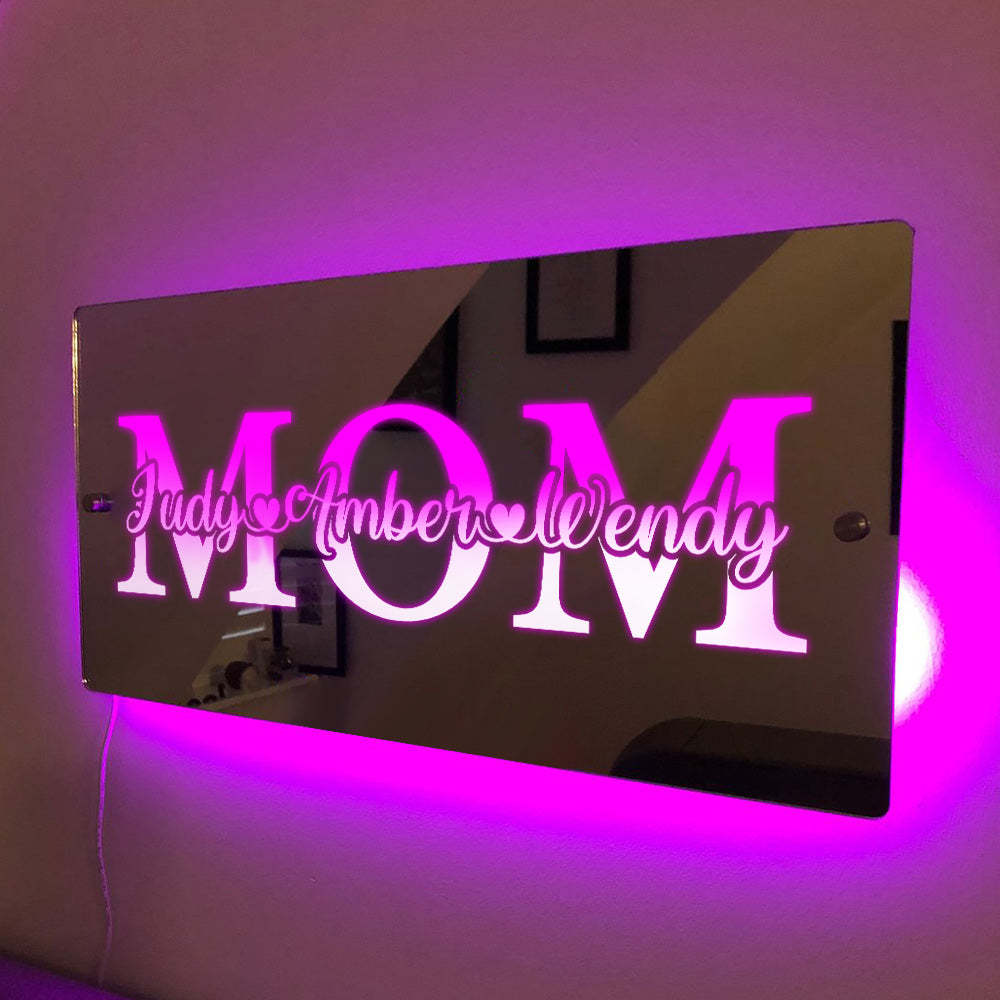 Lumière De Miroir Personnalisée Avec Nom, Cadeau Commémoratif Pour La Fête Des Mères - maplunelampefr