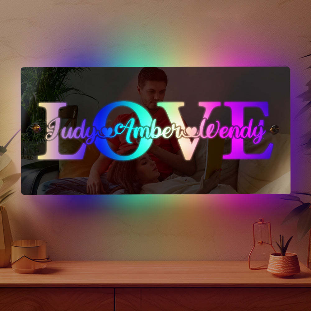 Lumière De Miroir Avec Nom Personnalisé, Lumière Personnalisée, Cadeau D'amour Pour Couple - maplunelampefr