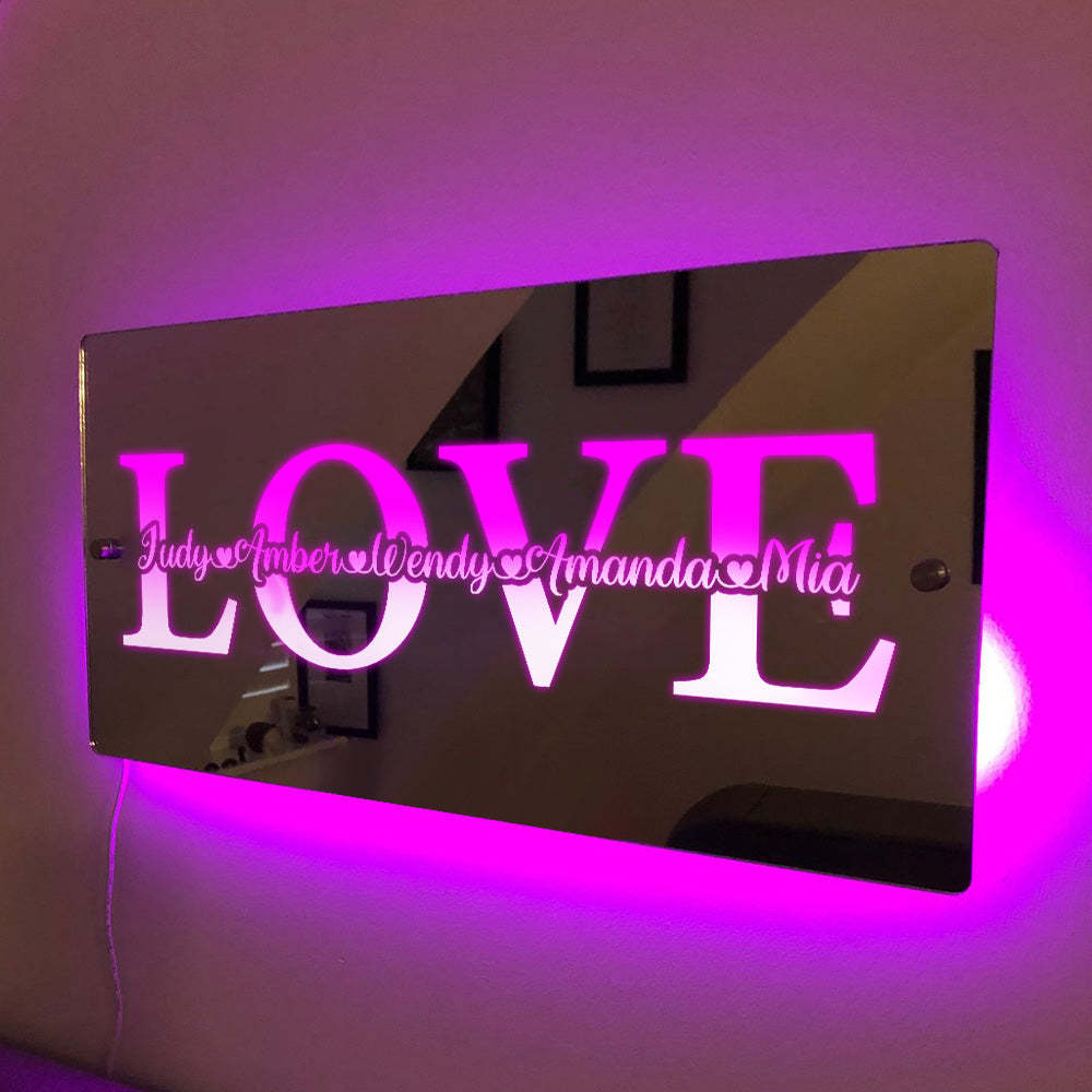 Lumière De Miroir Avec Nom Personnalisé, Lumière Personnalisée, Cadeau D'amour Pour Couple - maplunelampefr