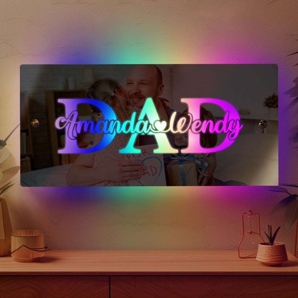Lumière De Miroir Personnalisée Avec Nom, Cadeau Créatif Pour La Fête Des Pères - maplunelampefr