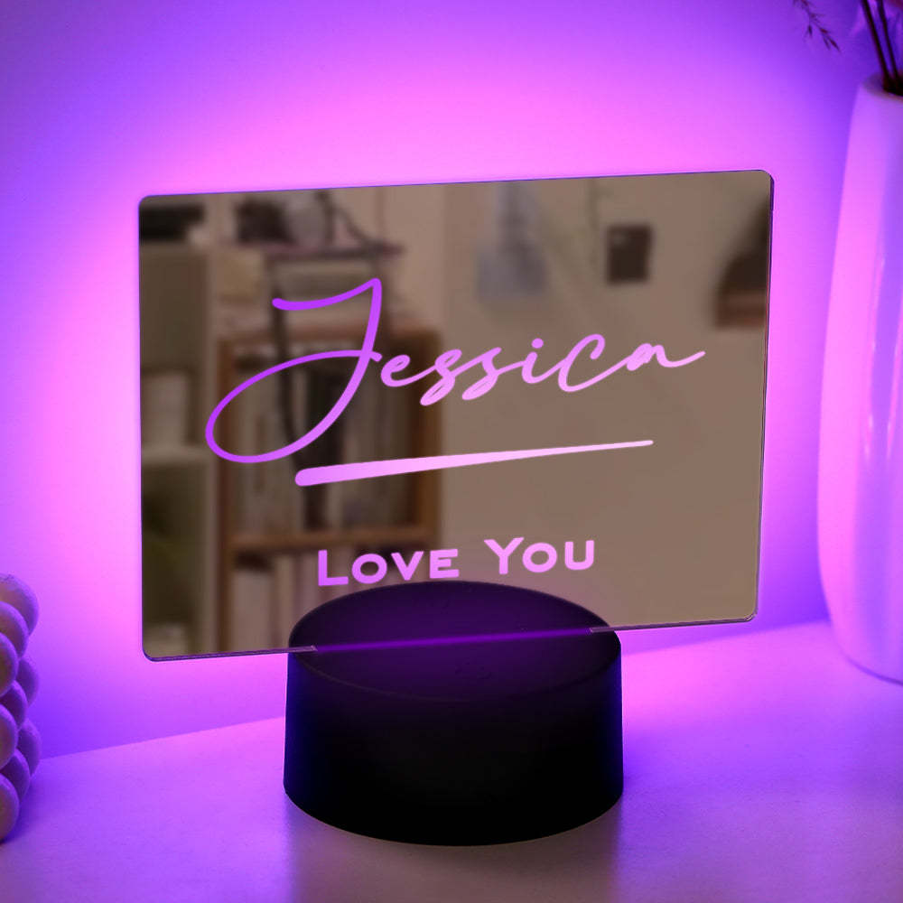 Lampe Miroir Gravée Personnalisée, Veilleuse Colorée, Cadeau Pour La Maison - maplunelampefr