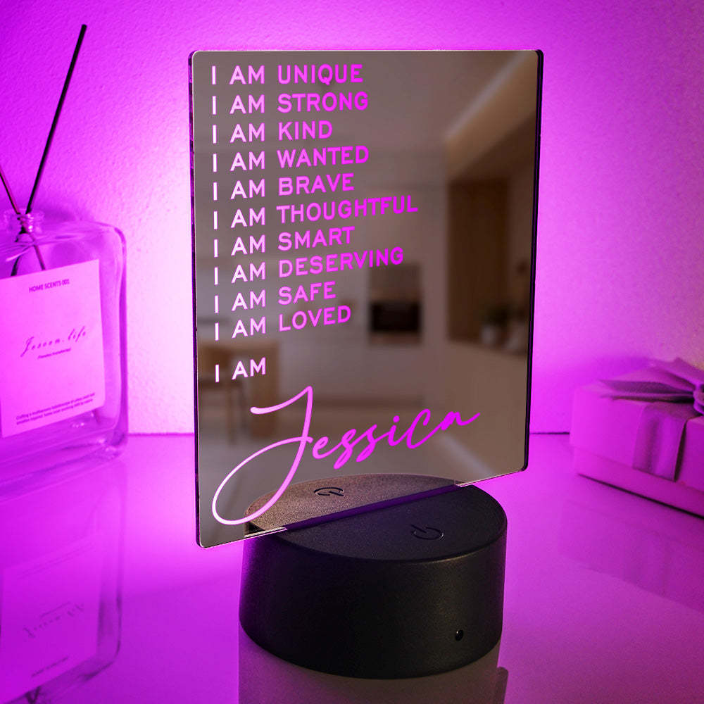 Lampe Miroir Gravée Personnalisée, Lumière Colorée Classique, Cadeau Pour La Maison - maplunelampefr
