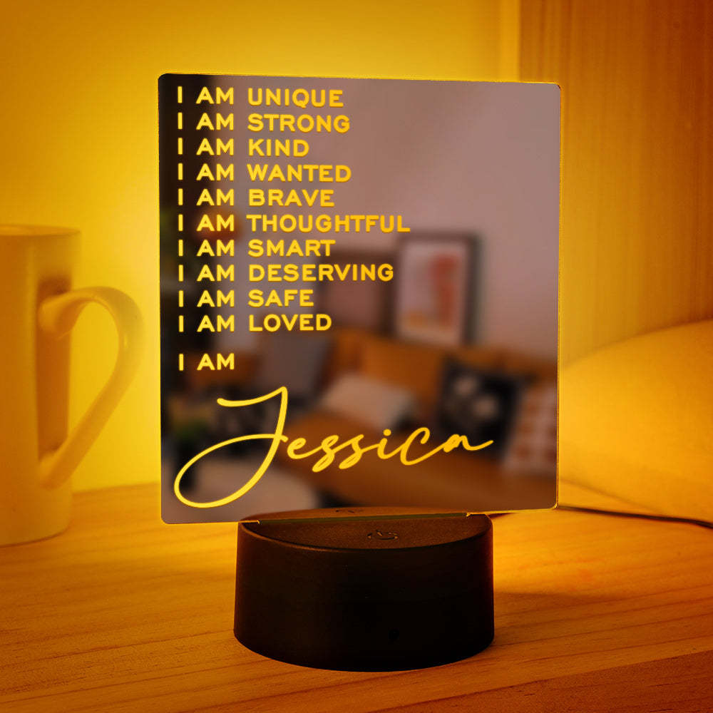 Lampe Miroir Gravée Personnalisée, Lumière Colorée Classique, Cadeau Pour La Maison - maplunelampefr