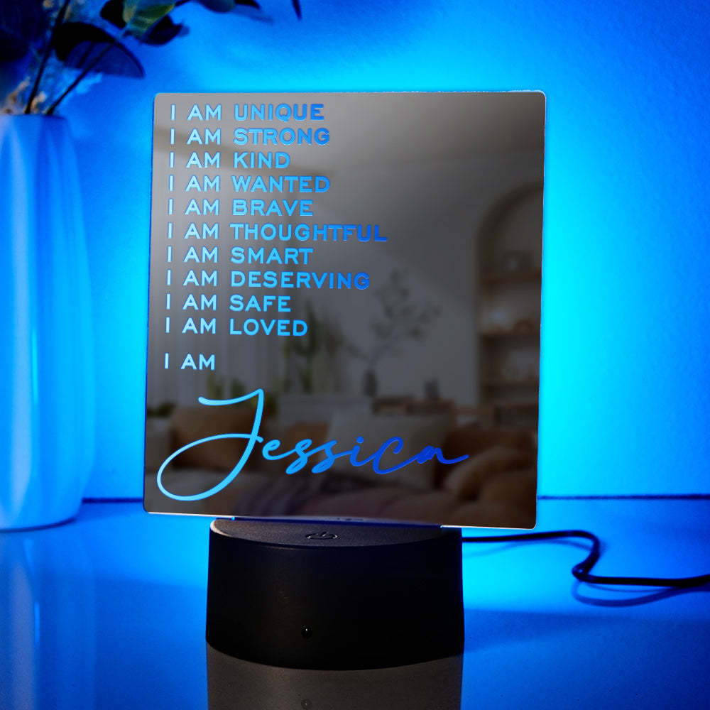 Lampe Miroir Gravée Personnalisée, Lumière Colorée Classique, Cadeau Pour La Maison - maplunelampefr