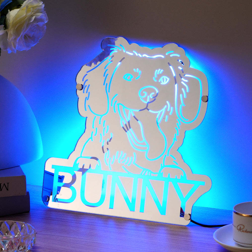 Lumière De Miroir Personnalisée Avec Photo Et Nom D'animal De Compagnie, Lampe De Miroir Pour Portrait D'animal De Compagnie, Cadeau Pour Les Amoureux Des Animaux De Compagnie - MapLunelampeFr