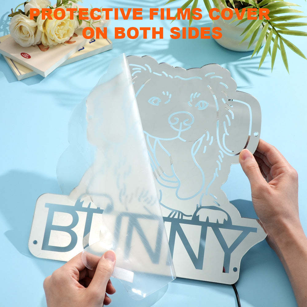 Lumière De Miroir Personnalisée Avec Photo Et Nom D'animal De Compagnie, Lampe De Miroir Pour Portrait D'animal De Compagnie, Cadeau Pour Les Amoureux Des Animaux De Compagnie - MapLunelampeFr