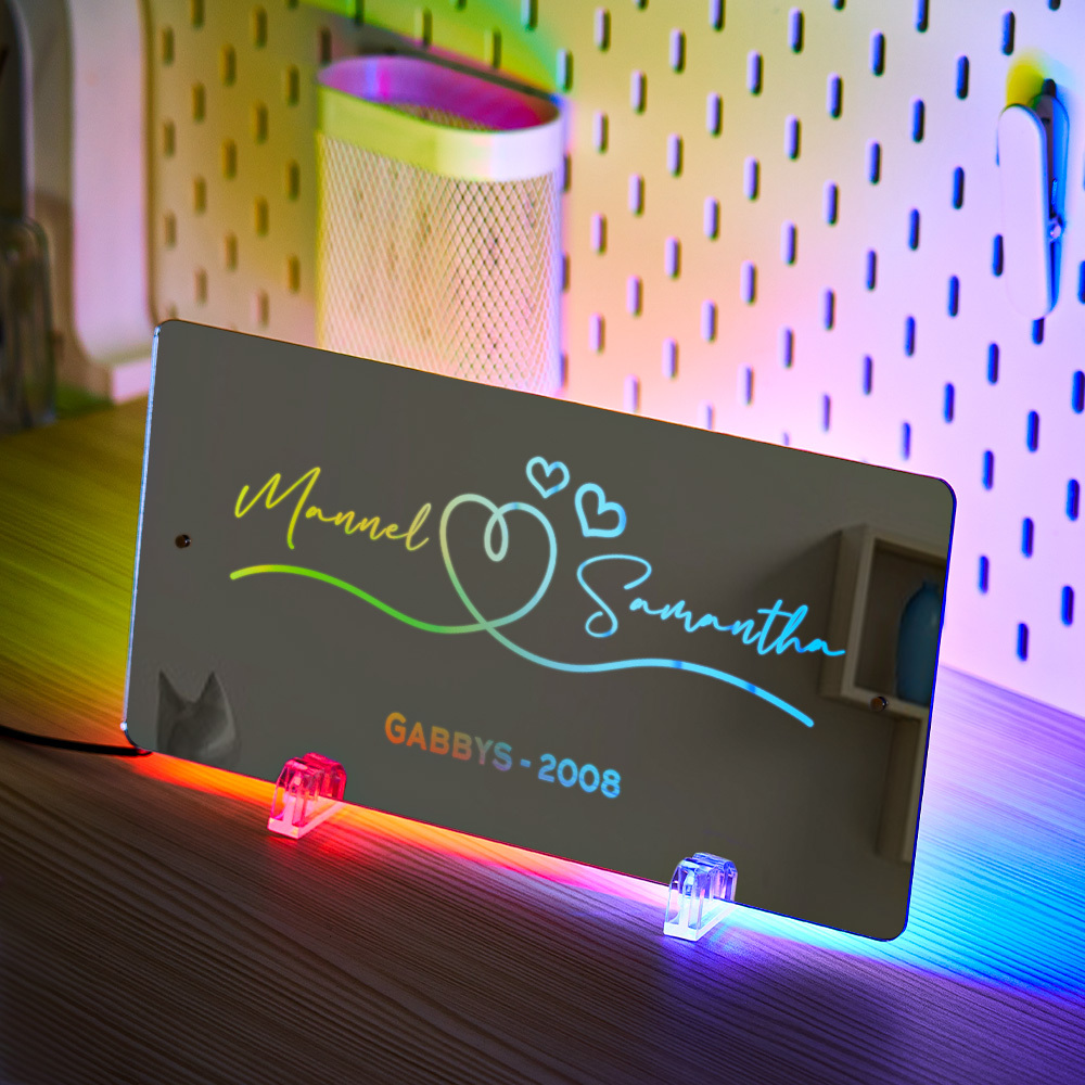 Miroir Lumineux Led Personnalisé Avec Nom Et Texte Pour La Saint-valentin, Idéal Pour Décorer Une Chambre Ou Comme Cadeau De Mariage. - MapLunelampeFr