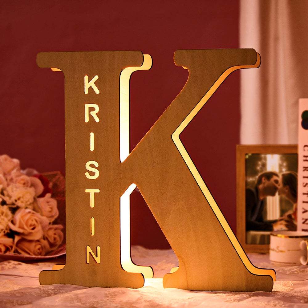 Applique Murale de Nuit Personnalisée en Bois Avec Alphabet