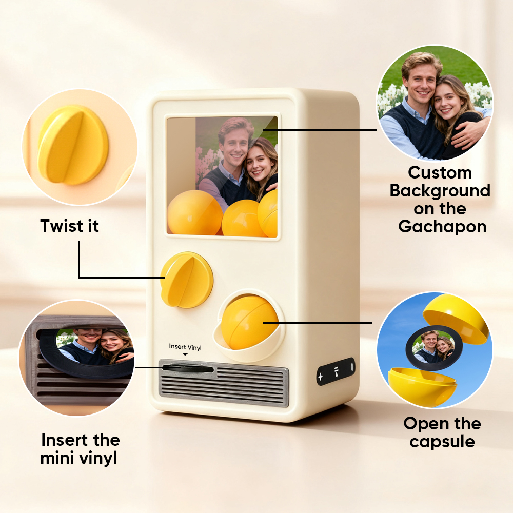 Machine Gachapon Musicale Et Photo Personnalisée, Coffret Mini-disque, Cadeau D'anniversaire Ou De Noël - MapLunelampeFr