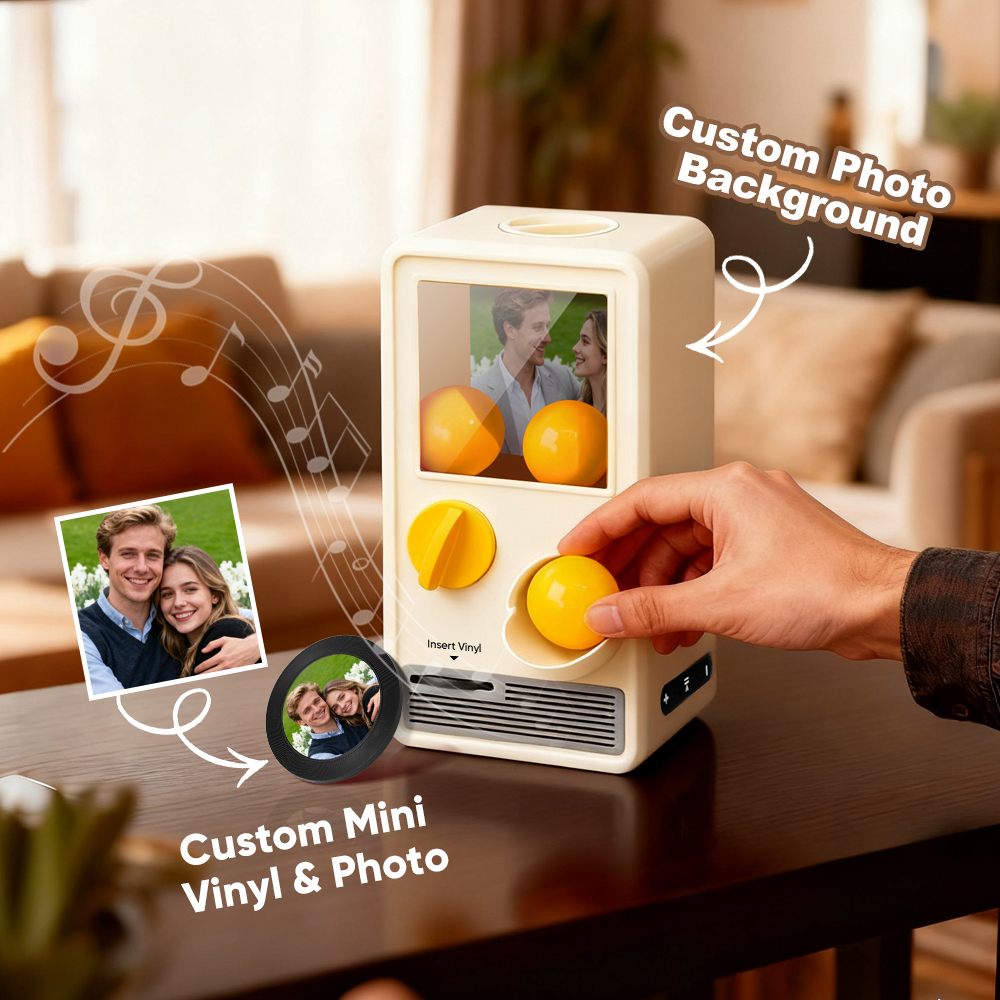 Machine Gachapon Musicale Et Photo Personnalisée, Coffret Mini-disque, Cadeau D'anniversaire Ou De Noël - MapLunelampeFr