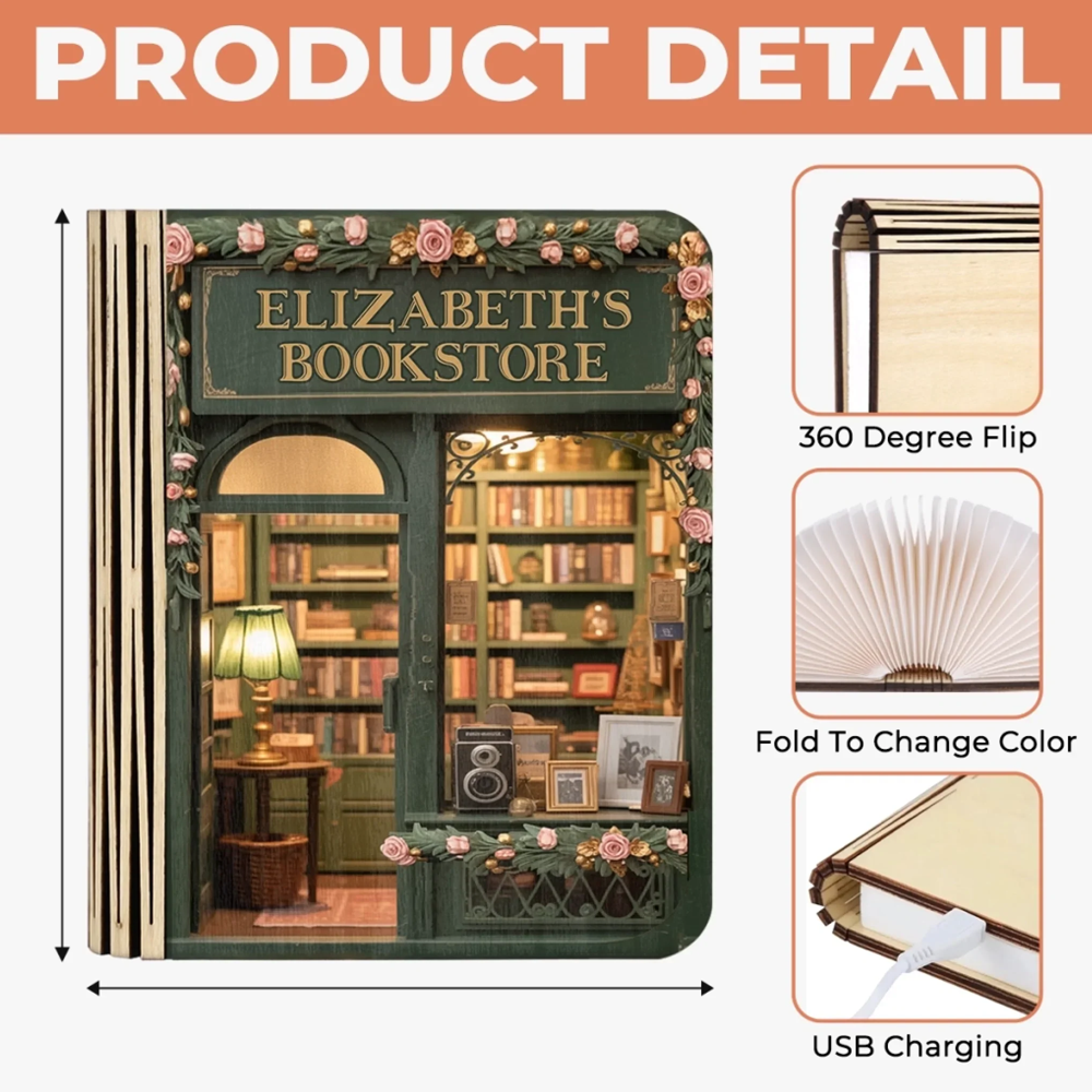 Lampe De Livre Magique Led Pliable Et Personnalisée - Cadeaux Personnalisés Pour Les Amoureux Des Livres Et Les Lecteurs - Illuminez Votre Propre Petite Librairie - MapLunelampeFr