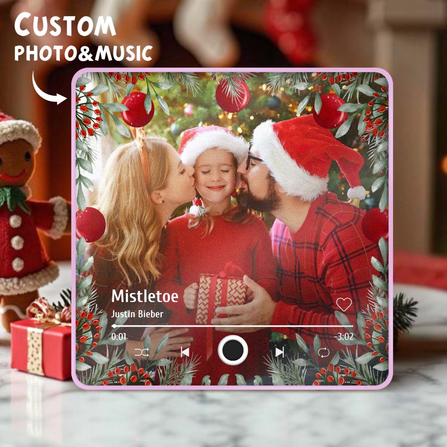 Aimant De Réfrigérateur Avec Photo Personnalisée, Cadeaux De Noël Pour Les Amoureux, Aimants Musicaux Personnalisés, Peuvent Jouer Des Chansons - MapLunelampeFr