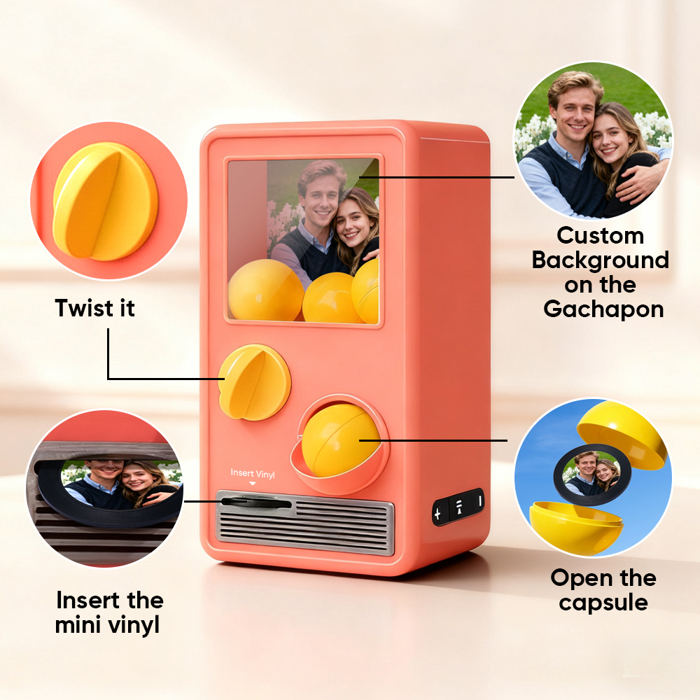 Machine Gachapon Musicale Et Photo Personnalisée, Coffret Mini-disque, Cadeau D'anniversaire Ou De Noël - MapLunelampeFr