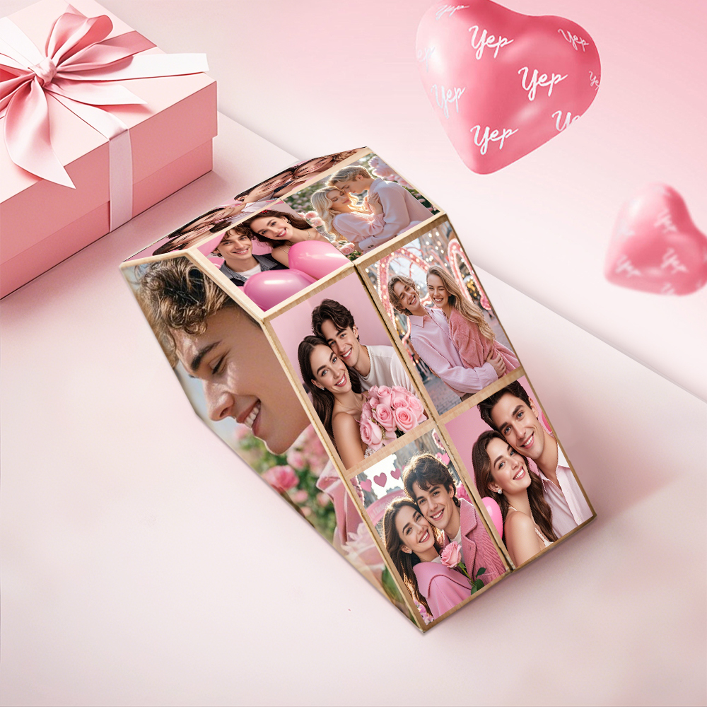 Cube Rubik Personnalisé Avec Photo De Dessin Animé, Cube Photo Infini Pliable Pour Couple, Cadeau Idéal Pour Noël - MapLunelampeFr