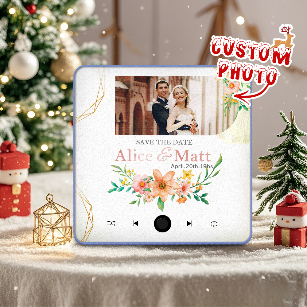 Aimant De Réfrigérateur Personnalisé Avec Photo De Mariage, Cadeau De Noël Pour Couples, Aimants Musicaux Personnalisés, Peuvent Jouer Des Chansons - MapLunelampeFr