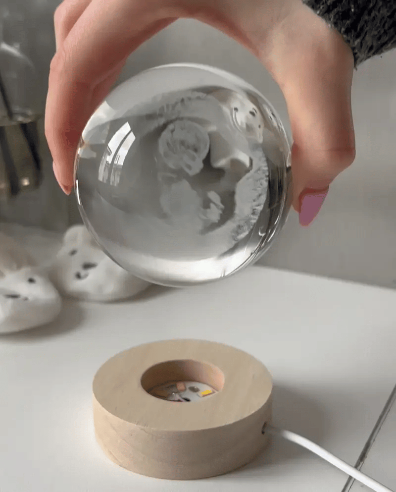 La Boule De Cristal 3d Photo À Ultrasons B Personnalisée Contient Les Premiers Souvenirs D'échographie De Bébé - MapLunelampeFr