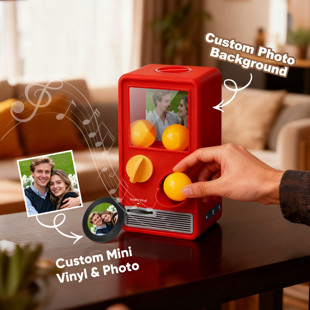Machine Gachapon Musicale Et Photo Personnalisée, Coffret Mini-disque, Cadeau D'anniversaire Ou De Noël - MapLunelampeFr