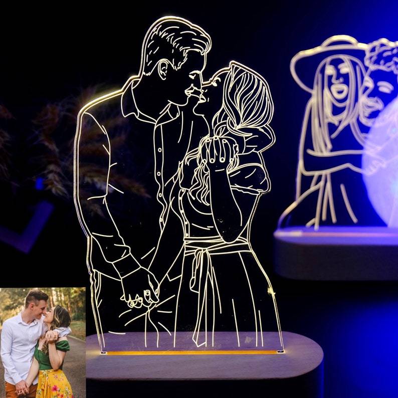 Lampe Photo Led 3d Personnalisée Pour Chambre Cadeau Personnalisé Pour Amoureux