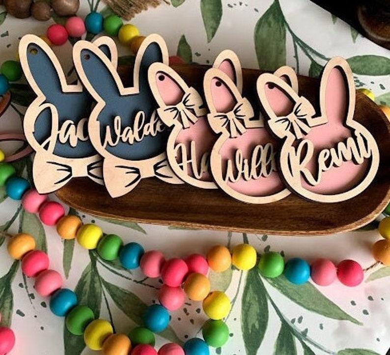 Étiquette De Panier De Pâques Personnalisée En Forme De Lapin, Marque-place De Pâques Personnalisé, Nom Du Panier De Pâques, Breloque Pour Panier De Pâques Pour Enfant, Cadeau Pour Enfant - MapLunelampeFr
