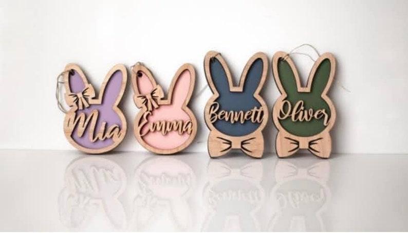 Étiquette De Panier De Pâques Personnalisée En Forme De Lapin, Marque-place De Pâques Personnalisé, Nom Du Panier De Pâques, Breloque Pour Panier De Pâques Pour Enfant, Cadeau Pour Enfant - MapLunelampeFr