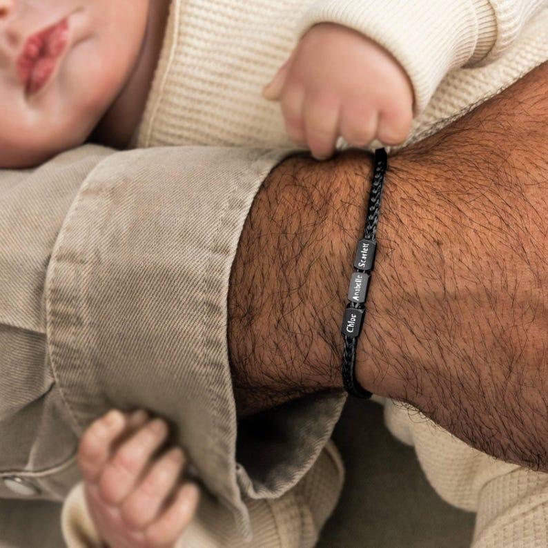 Bracelet Personnalisé Pour Papa, Bracelet Prénom Enfant, Bijoux De Famille, Cadeau Personnalisé Pour Papa, Cadeau Pour Mari, Cadeau Pour La Fête Des Pères