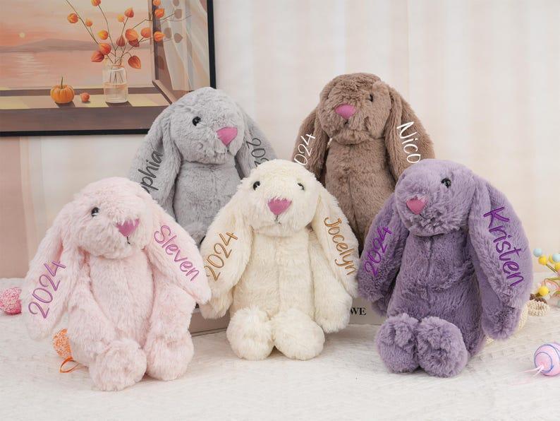 Lapin Brodé De Pâques Personnalisé, Lapin Monogrammé, Cadeau De Bébé Nouveau-né, Cadeau De Baby Shower, Animal En Peluche, Jouet De Lapin En Peluche, Cadeau Pour Enfant - MapLunelampeFr
