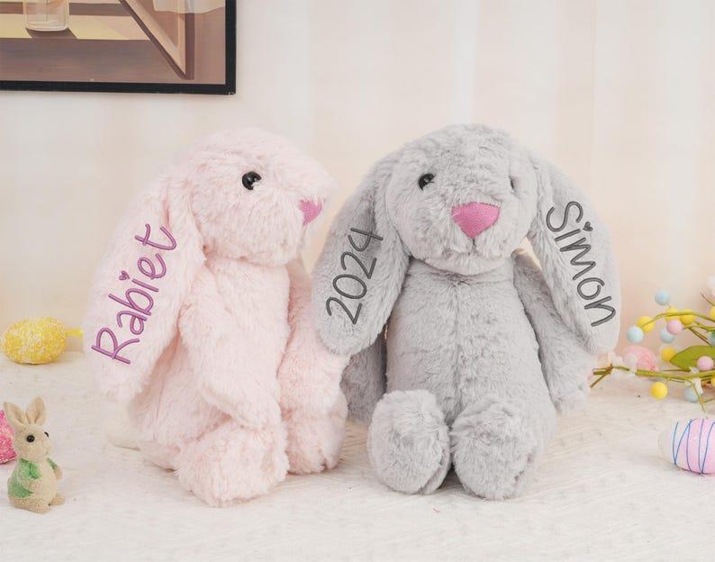 Lapin Brodé De Pâques Personnalisé, Lapin Monogrammé, Cadeau De Bébé Nouveau-né, Cadeau De Baby Shower, Animal En Peluche, Jouet De Lapin En Peluche, Cadeau Pour Enfant - MapLunelampeFr
