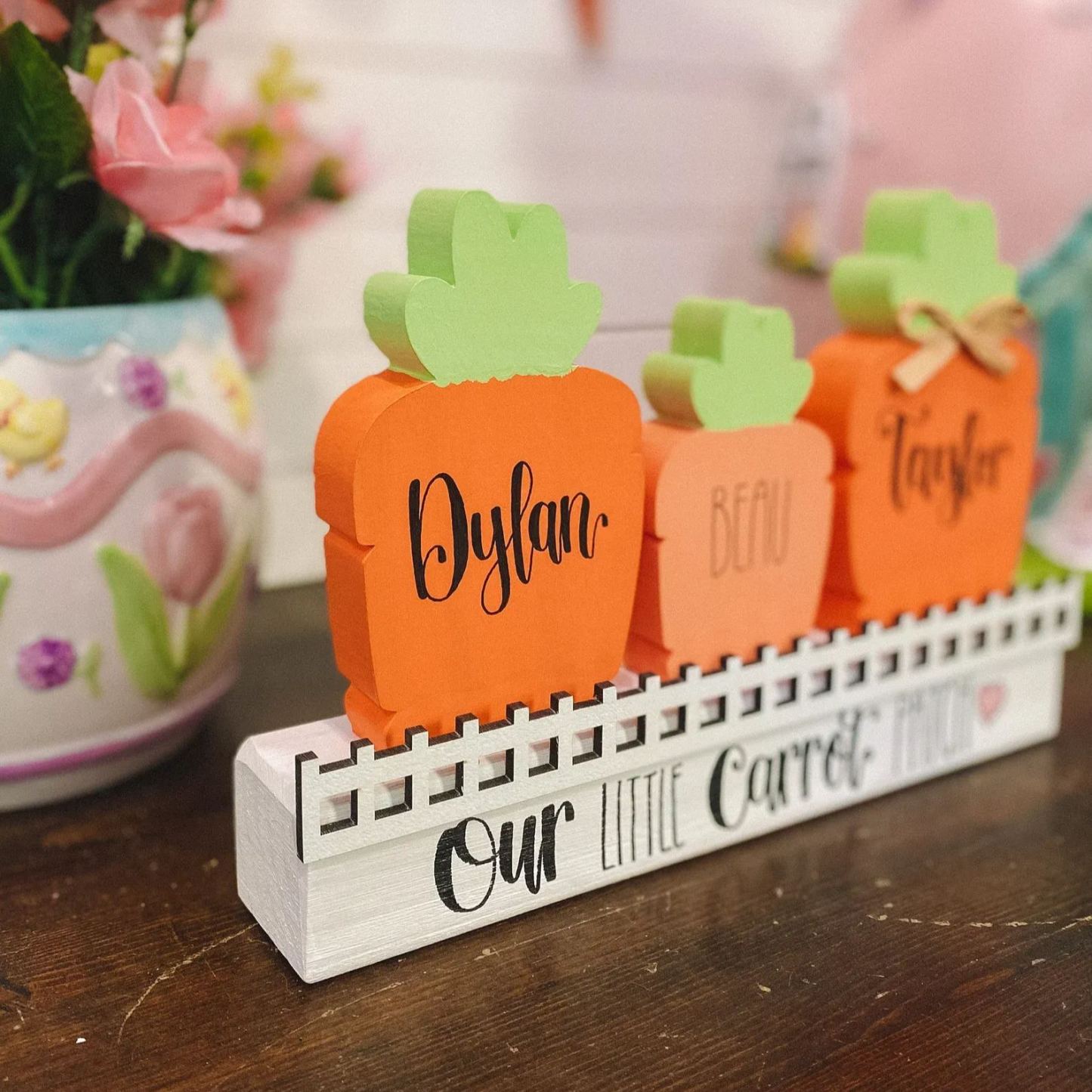 Bloc De Carottes Personnalisé - Carotte De Pâques En Bois Épais Famille De Carottes De Pâques Personnalisées Décoration De Carottes De Pâques - MapLunelampeFr