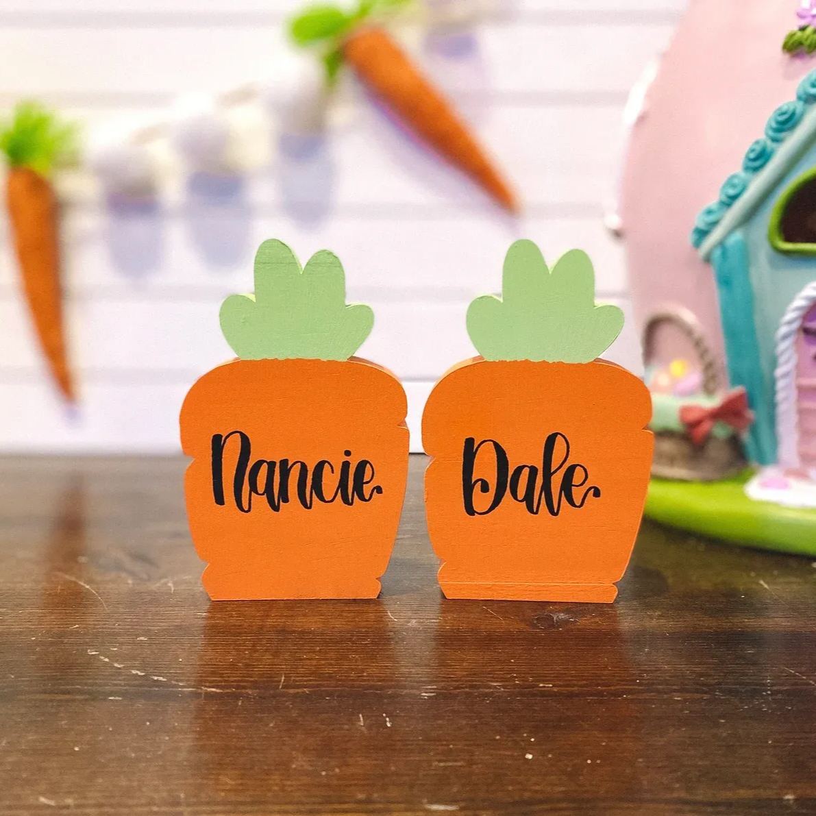 Bloc De Carottes Personnalisé - Carotte De Pâques En Bois Épais Famille De Carottes De Pâques Personnalisées Décoration De Carottes De Pâques - MapLunelampeFr