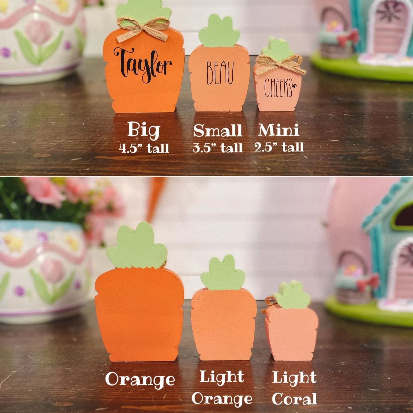 Bloc De Carottes Personnalisé - Carotte De Pâques En Bois Épais Famille De Carottes De Pâques Personnalisées Décoration De Carottes De Pâques - MapLunelampeFr