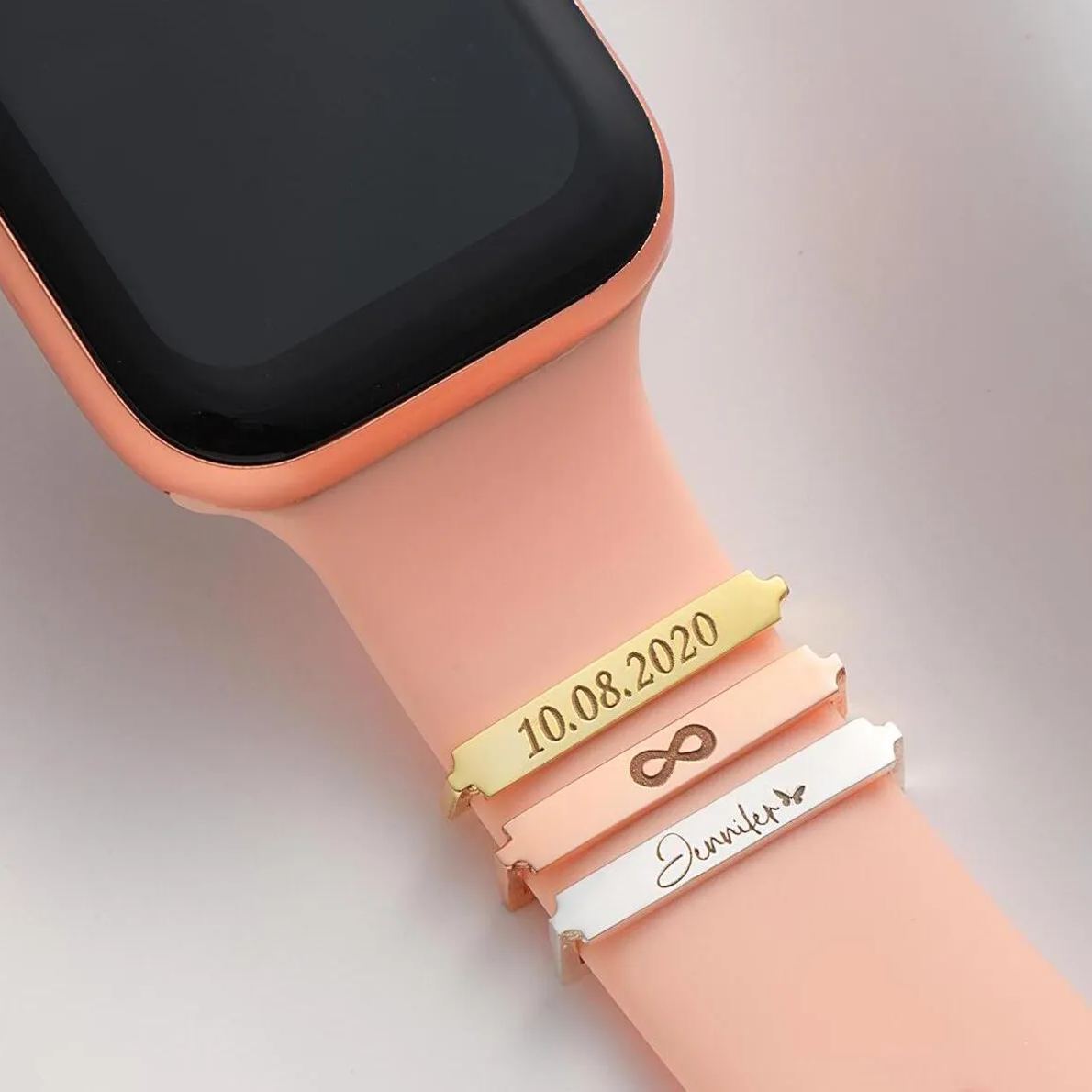 Breloque Personnalisée Pour Bracelet Apple Watch, Breloque Personnalisée En Argent Sterling, Cadeau De Saint-valentin Pour Elle, Breloque Pour Bracelet De Montre - MapLunelampeFr