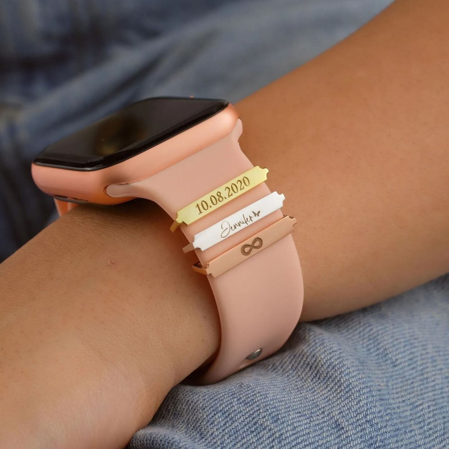 Breloque Personnalisée Pour Bracelet Apple Watch, Breloque Personnalisée En Argent Sterling, Cadeau De Saint-valentin Pour Elle, Breloque Pour Bracelet De Montre - MapLunelampeFr