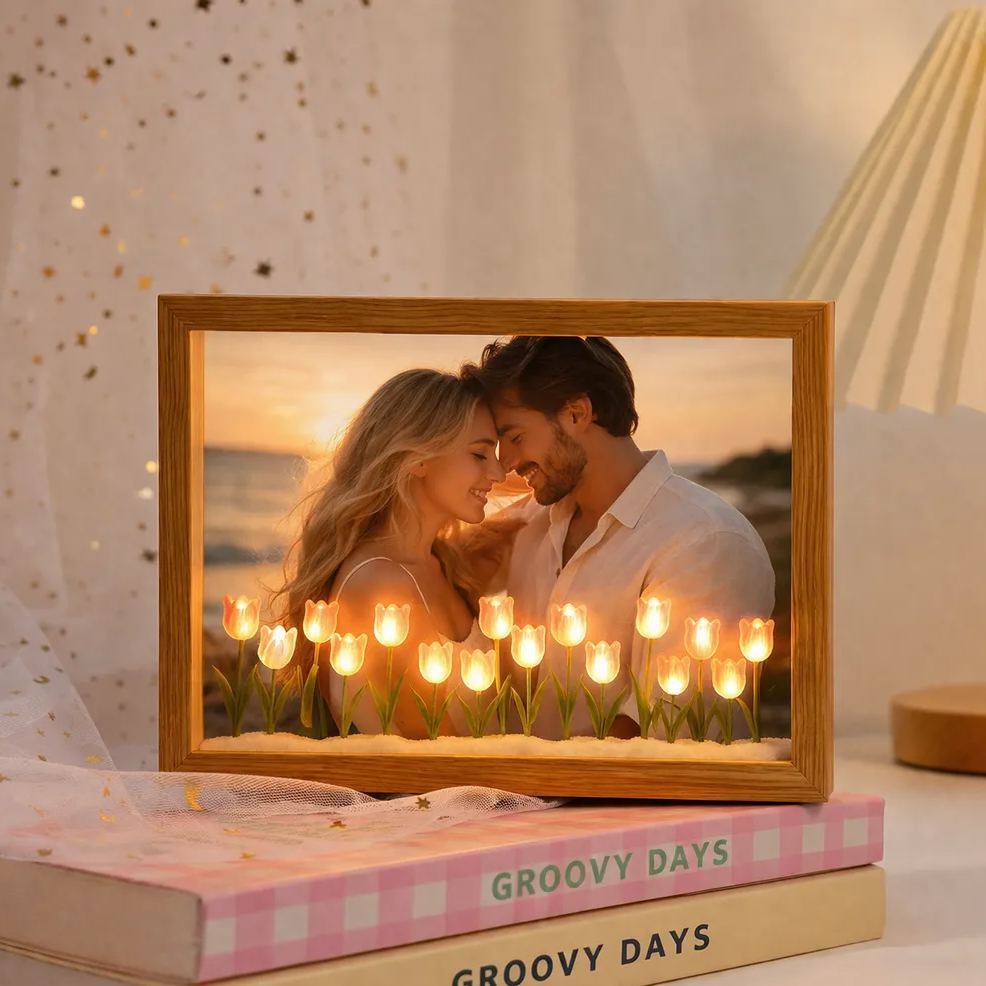 Cadre Photo Personnalisé Avec Veilleuse Tulipe – Lampe Led Florale À Faire Soi-même, Boîte Lumineuse Romantique En Acrylique, Cadeau Personnalisé Pour La Fête Des Mères, Décoration De Chambre, Cadeau Idéal Pour Maman - MapLunelampeFr